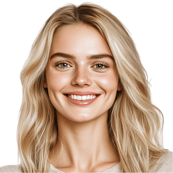 Smiling blonde woman eyes a cheerful expression png