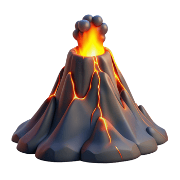 serene traditional A Volcanic Eruption with Molten Lava Flowi exclusive png