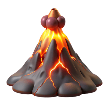 elegant creative A Volcanic Eruption with Molten Lava Flowi authentic png