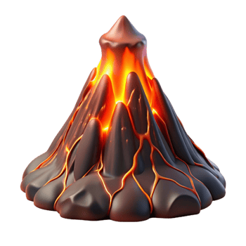 vibrant minimalist A Volcanic Eruption with Molten Lava Flowi high resolution png