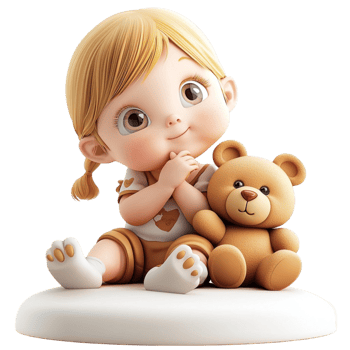 Adorable little girl hugging a teddy bear a joyful expression png