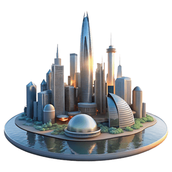 dramatic minimalist A Futuristic City Built on the Ocean Slee png