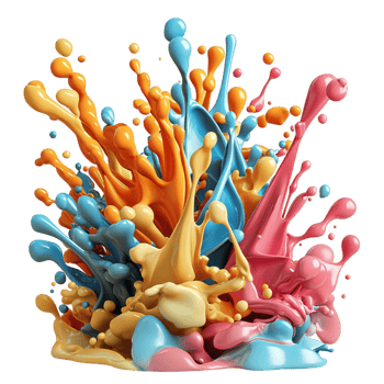 Vibrant explosion of colorful splashes png