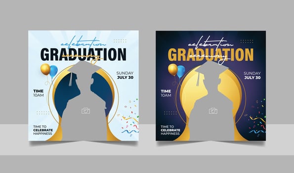 Graduation event greeting social media post education celebration square flyer wishes banner template vector