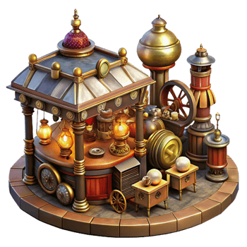 elegant abstract A Bustling Steampunk Marketplace Filled authentic png