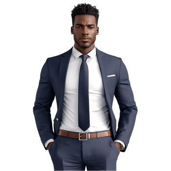 Confident businessman in a suit sting professionally png