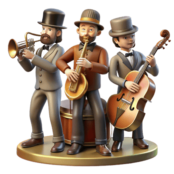 wonderful abstract A Group of Steampunk Musicians Playing Unus professional png