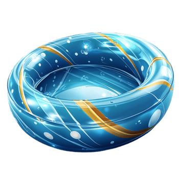 Inflatable blue swimming ring dynamic swirling patterns png