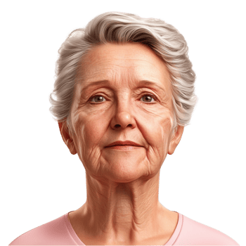 Elderly woman silver hair a gentle smile png