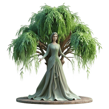 impressive abstract A Serene Dryad Emerging from a Giant Willow original png