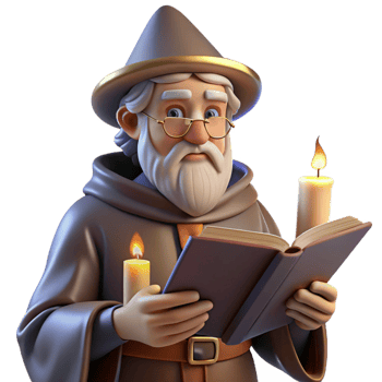 beautiful abstract A Wise Old Wizard Reading a Spellbook in A premium png