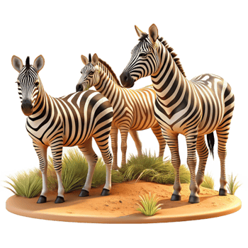 wonderful minimalist Zebras Grazing on the African Savanna detailed png