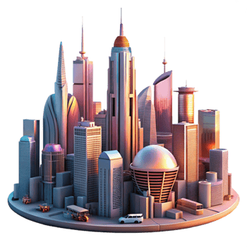 impressive rustic A Futuristic Cityscape at Sunset Towering original png