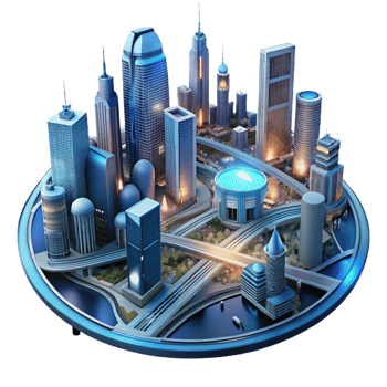 dramatic traditional A Futuristic City Viewed from Above Intr authentic png