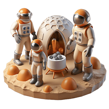 vibrant contemporary A Group of Colonists in Rugged Spacesuits high resolution png