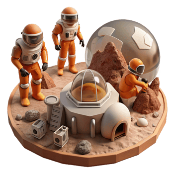 dramatic artistic A Group of Colonists in Rugged Spacesuits genuine png