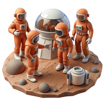 elegant minimalist A Group of Colonists in Rugged Spacesuits exclusive png