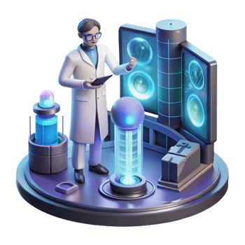 impressive classic A Scientist Working on a Complex Hologra professional png