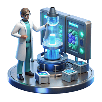 dramatic contemporary A Scientist Working on a Complex Hologra authentic png
