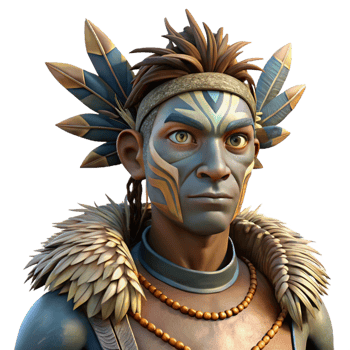 extraordinary minimalist Portrait of a Tribal Shaman with Intricate detailed png