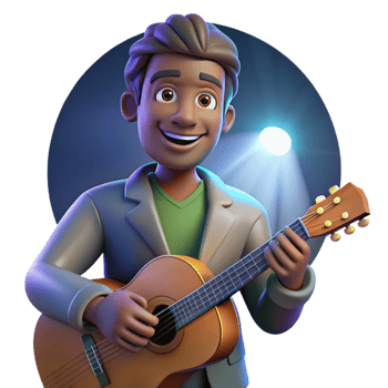 serene contemporary Portrait of a Soulful Blues Musician With original png