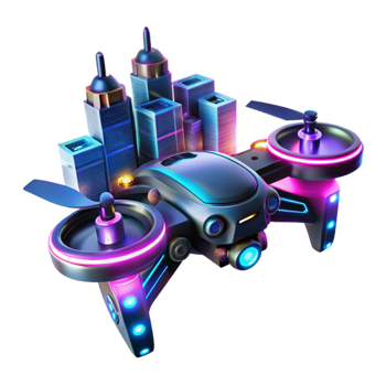 magnificent abstract A Futuristic Racing Drone with Glowing Af detailed png