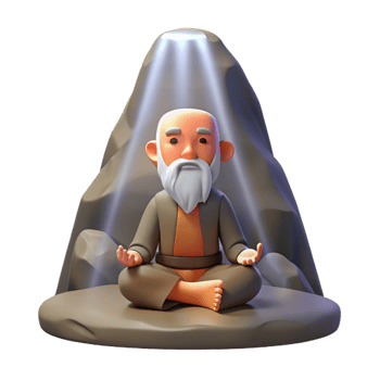 elegant classic A Wise Old Hermit Meditating in a Mounta exclusive png