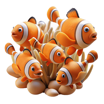 impressive creative A School of Vibrant Clownfish Swimming Am exclusive png