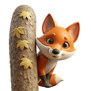 vibrant classic A Curious Fox Peering out from Behind a Tr genuine png