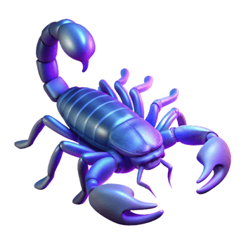 serene abstract A Scorpion Glowing Under Uv Light Dark detailed png