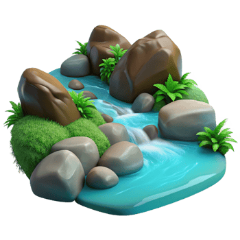 magnificent rustic Crystal Clear Stream Smooth Riverbed authentic png