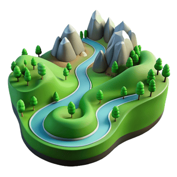 dramatic abstract An Aerial View of a Winding River Cutting premium png