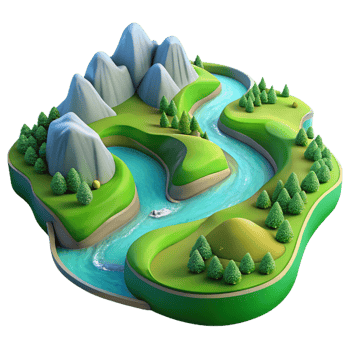 serene classic An Aerial View of a Winding River Cutting exclusive png