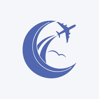 Airplane and moon modern logo vector