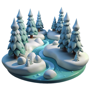 serene classic A Snow Covered Forest with a Frozen Rive original png