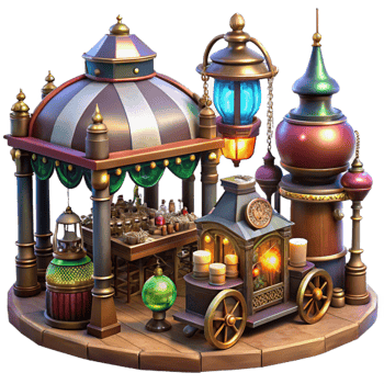 dramatic artistic A Bustling Steampunk Marketplace Filled W professional png