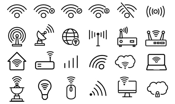 Wireless network icons set illustration vector