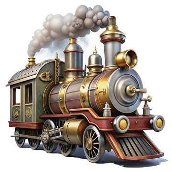 wonderful minimalist A Powerful Steampunk Locomotive Billowin premium png