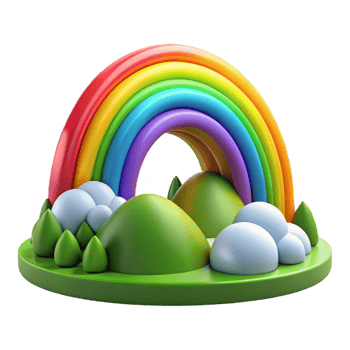 dramatic contemporary A Vibrant Rainbow Arcing over a Green Vall authentic png