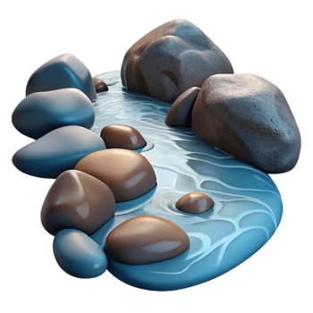 dramatic vintage A Babbling Brook Flowing over Smooth Stones original png