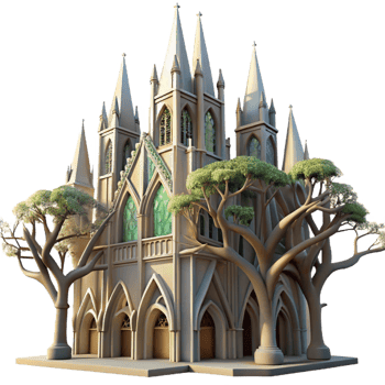 stunning traditional A Towering Gothic Cathedral Made of Intert 4K png