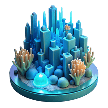 wonderful rustic An Underwater City Built of Bioluminescen detailed png