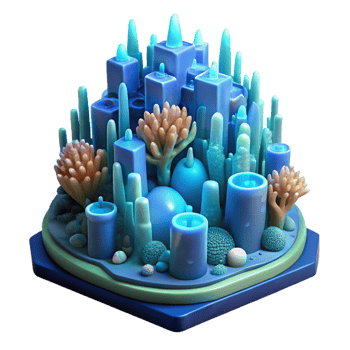 wonderful classic An Underwater City Built of Bioluminescen detailed png