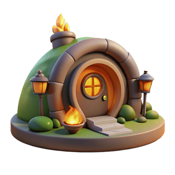 elegant abstract A Cozy Hobbit Hole Nestled Into a Hillsid premium png