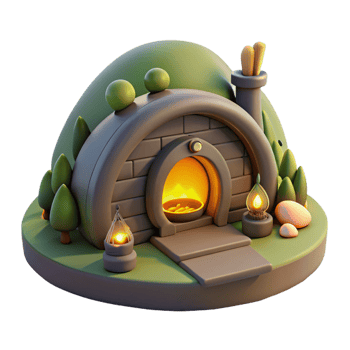 serene minimalist A Cozy Hobbit Hole Nestled Into a Hillsid premium png