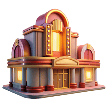magnificent contemporary An Art Deco Cinema Bathed in the Warm Glow high quality png
