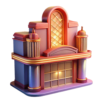 magnificent abstract An Art Deco Cinema Bathed in the Warm Glow original png
