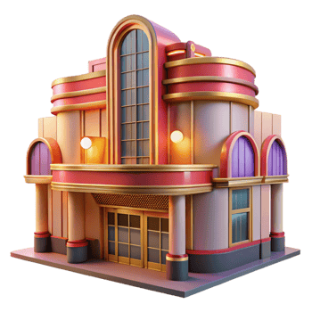 magnificent modern An Art Deco Cinema Bathed in the Warm Glow authentic png