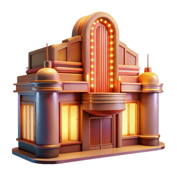 elegant modern An Art Deco Cinema Bathed in the Warm Glow professional png