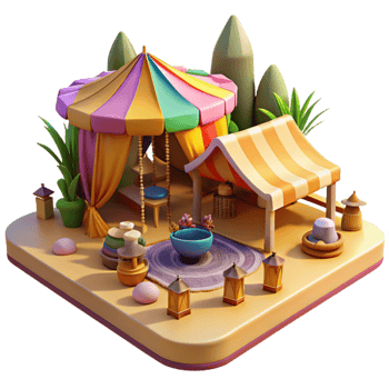 beautiful abstract A Bustling Marketplace in a Desert Oasis high quality png